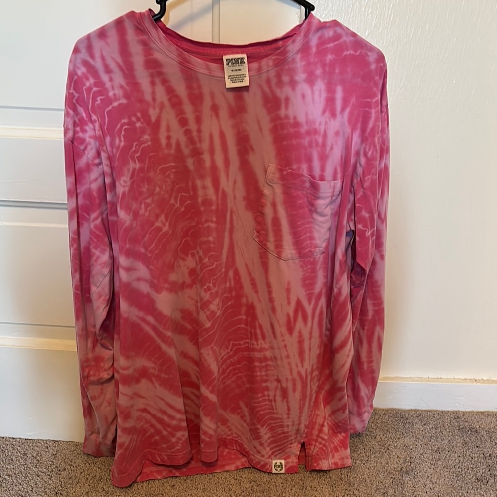 PINK Victoria's Secret Tie-Dye Long Sleeve Tee - Pink